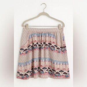 Lauren Conrad Pink Scenic Mini Skirt | A-Line Rayon Size M with Pockets Beach